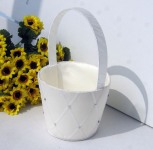 Wedding Flower Girl Petal Basket Diamond Ribbon Pattern Design
